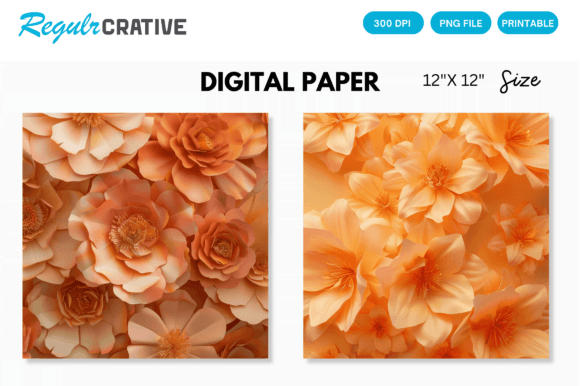 Download Orange Flower Digital Paper Backgrounds - Digital Collection