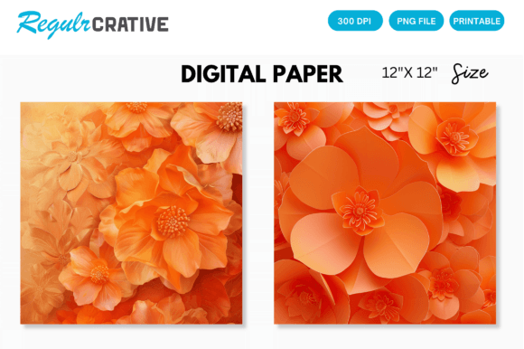 Download Orange Flower Digital Paper Backgrounds - Digital Collection