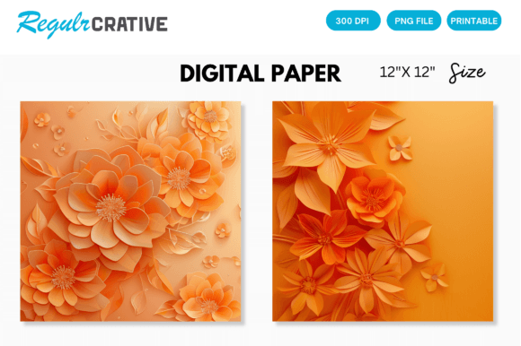 Download Orange Flower Digital Paper Backgrounds - Digital Collection