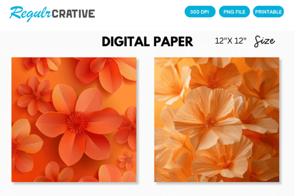 Download Orange Flower Digital Paper Backgrounds - Digital Collection