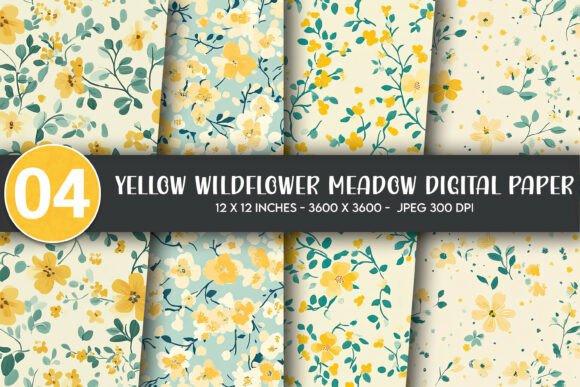 Download Yellow Wildflower Meadow Digital Paper - Digital Collection
