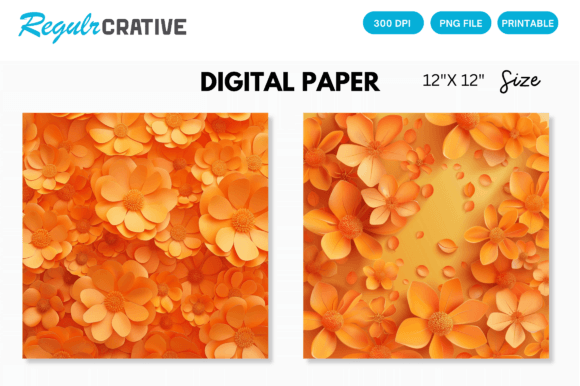 Download Orange Flower Digital Paper Backgrounds - Digital Collection