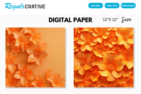Download Orange Flower Digital Paper Backgrounds - Digital Collection