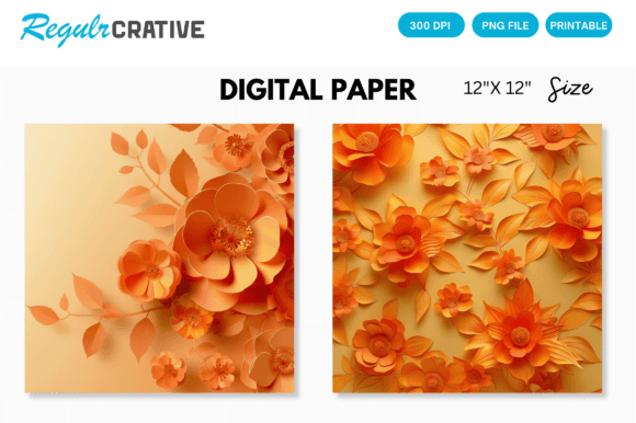 Download Orange Flower Digital Paper Backgrounds - Digital Collection