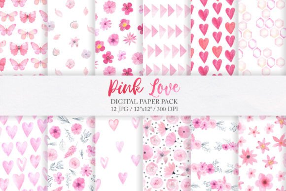 Download Valentine Day Pink Digital Papers Pack - Digital Collection