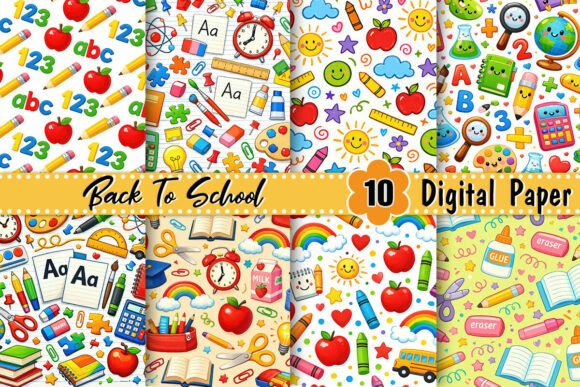 Download Cute Back to School Digital Paper - Digital Collection
