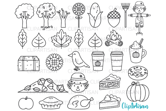 Download Fall Autumn Clip Art Digital Stamps - Digital Collection